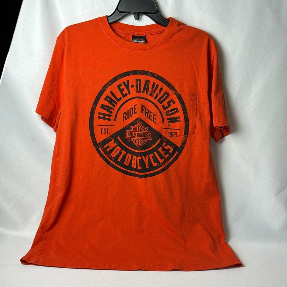 Harley Davidson Kansas City, MO orange t-shirt large
